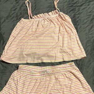 LAKE Striped Pink and White Pajama Set